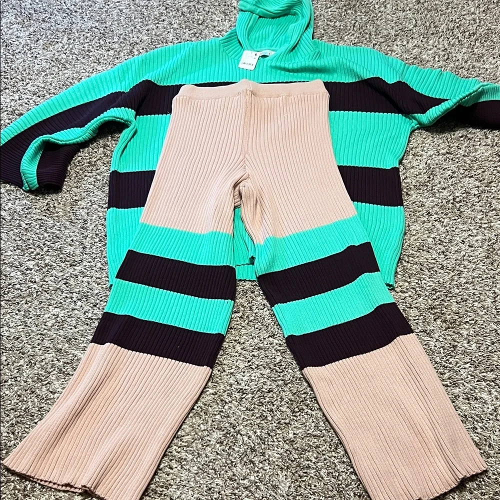 Striped Green and Black Women's Jumpsuit - Picture 3 of 3